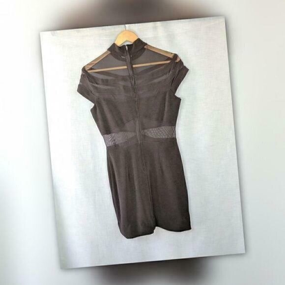 Betsy and Adam Black Mesh Cut-out Bodycon Dress Women's Medium - Picture 3 of 5